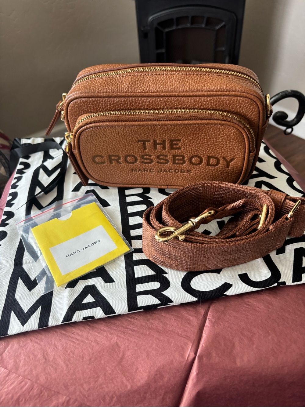 Marc Jacobs Brown Pebble Leather Crossbody Camera Bag
